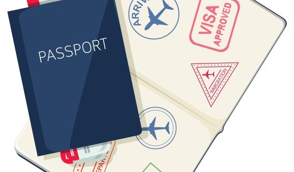 Passport with flight tickets on white background illustration